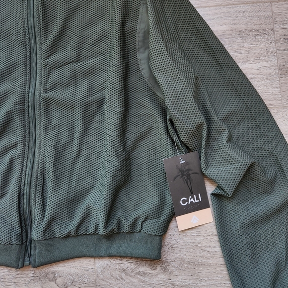 Cali Sports Green Jacket Womens Large Zip Up Performance Activewear Nwt - Picture 2 of 8